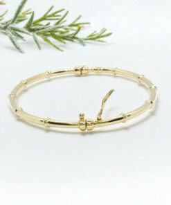 Pulsera Bambú Oro Amarillo 18K Rígida 60 mm – Pulsera Oro 18 Quilates Mujer 3,5 mm Elegante - Imagen 4