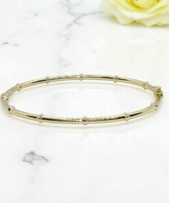 Pulsera Bambú Oro Amarillo 18K Rígida 60 mm – Pulsera Oro 18 Quilates Mujer 3,5 mm Elegante - Imagen 6