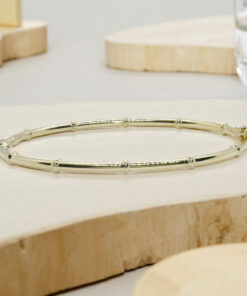 Pulsera Bambú Oro Amarillo 18K Rígida 60 mm – Pulsera Oro 18 Quilates Mujer 3,5 mm Elegante - Imagen 8