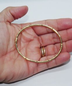 Pulsera Bambú Oro Amarillo 18K Rígida 60 mm – Pulsera Oro 18 Quilates Mujer 3,5 mm Elegante - Imagen 3