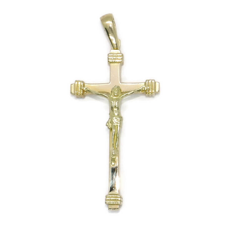 Cruz de oro de 18k de gran presencia, con un peso de 8,35 gramos.