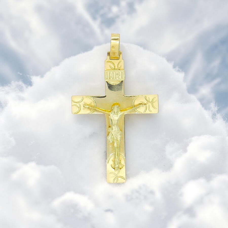 Colgante Cruz Oro 18k con Cristo Tallado 4,70 g | Joya Clásica Acabado Mate y Brillo - Imagen 7