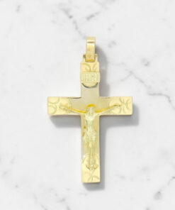 Colgante Cruz Oro 18k con Cristo Tallado 4,70 g | Joya Clásica Acabado Mate y Brillo - Imagen 4