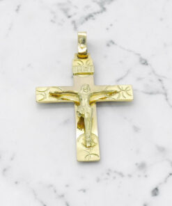 Colgante Cruz Oro 18k con Cristo Tallado 4,70 g | Joya Clásica Acabado Mate y Brillo - Imagen 3