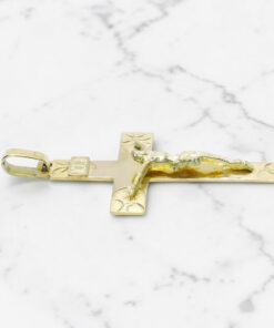 Colgante Cruz Oro 18k con Cristo Tallado 4,70 g | Joya Clásica Acabado Mate y Brillo - Imagen 6