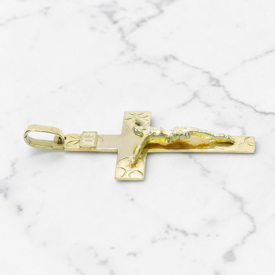Colgante Cruz Oro 18k con Cristo Tallado 4,70 g | Joya Clásica Acabado Mate y Brillo - Imagen 6