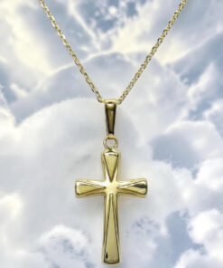 Cruz Oro 18k con Cadena Forzada 50 cm | Colgante Comunión Clásico 3 g - Imagen 5