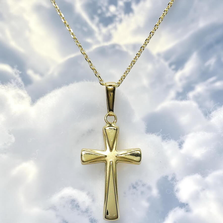 Cruz Oro 18k con Cadena Forzada 50 cm | Colgante Comunión Clásico 3 g - Imagen 5