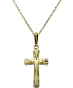 Cruz Oro 18k con Cadena Forzada 50 cm | Colgante Comunión Clásico 3 g