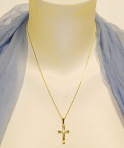 Alternative view of Cruz Oro 18k con Cadena Forzada 50 cm | Colgante Comunión Clásico 3 g