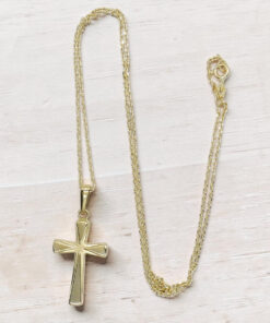 Cruz Oro 18k con Cadena Forzada 50 cm | Colgante Comunión Clásico 3 g - Imagen 4