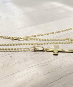 Cruz Oro 18k con Cadena Forzada 50 cm | Colgante Comunión Clásico 3 g - Imagen 7