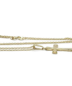 Cruz Oro 18k con Cadena Forzada 50 cm | Colgante Comunión Clásico 3 g - Imagen 6