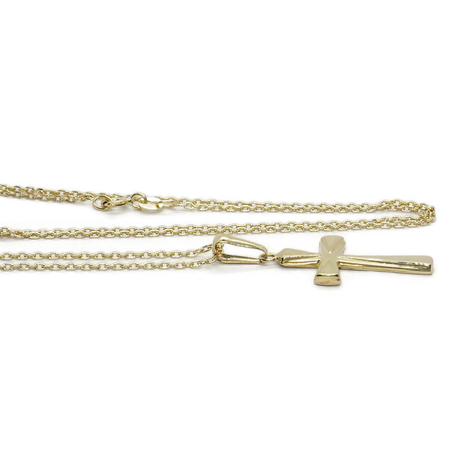Cruz Oro 18k con Cadena Forzada 50 cm | Colgante Comunión Clásico 3 g - Imagen 6