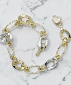Pulsera de Oro Bicolor 18k Mujer 20 cm Elegante con Cierre Mosquetón - Imagen 8