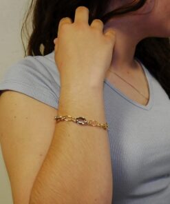 Pulsera de Oro Bicolor 18k Mujer 20 cm Elegante con Cierre Mosquetón - Imagen 7