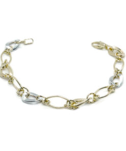 Pulsera de Oro Bicolor 18k Mujer 20 cm Elegante con Cierre Mosquetón - Imagen 6