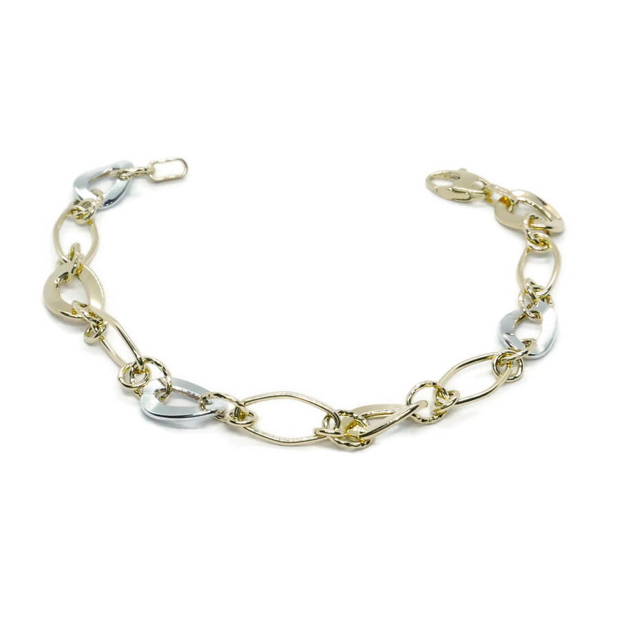 Pulsera de Oro Bicolor 18k Mujer 20 cm Elegante con Cierre Mosquetón - Imagen 6
