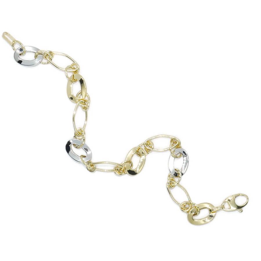 Pulsera de Oro Bicolor 18k Mujer 20 cm Elegante con Cierre Mosquetón - Imagen 5