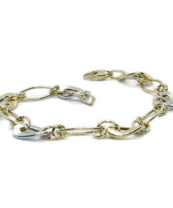 Pulsera de Oro Bicolor 18k Mujer 20 cm Elegante con Cierre Mosquetón - Imagen 9