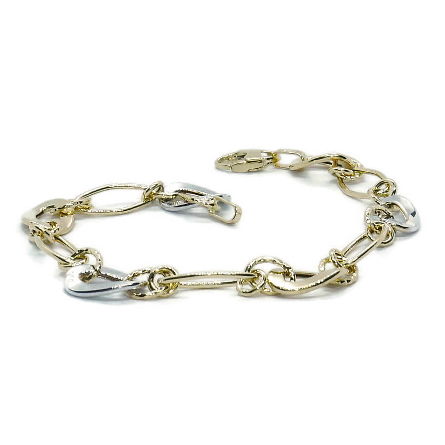 Pulsera de Oro Bicolor 18k Mujer 20 cm Elegante con Cierre Mosquetón - Imagen 9