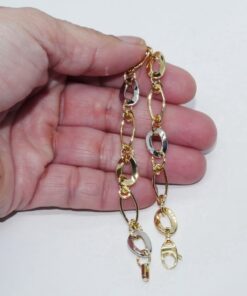 Pulsera de Oro Bicolor 18k Mujer 20 cm Elegante con Cierre Mosquetón - Imagen 3