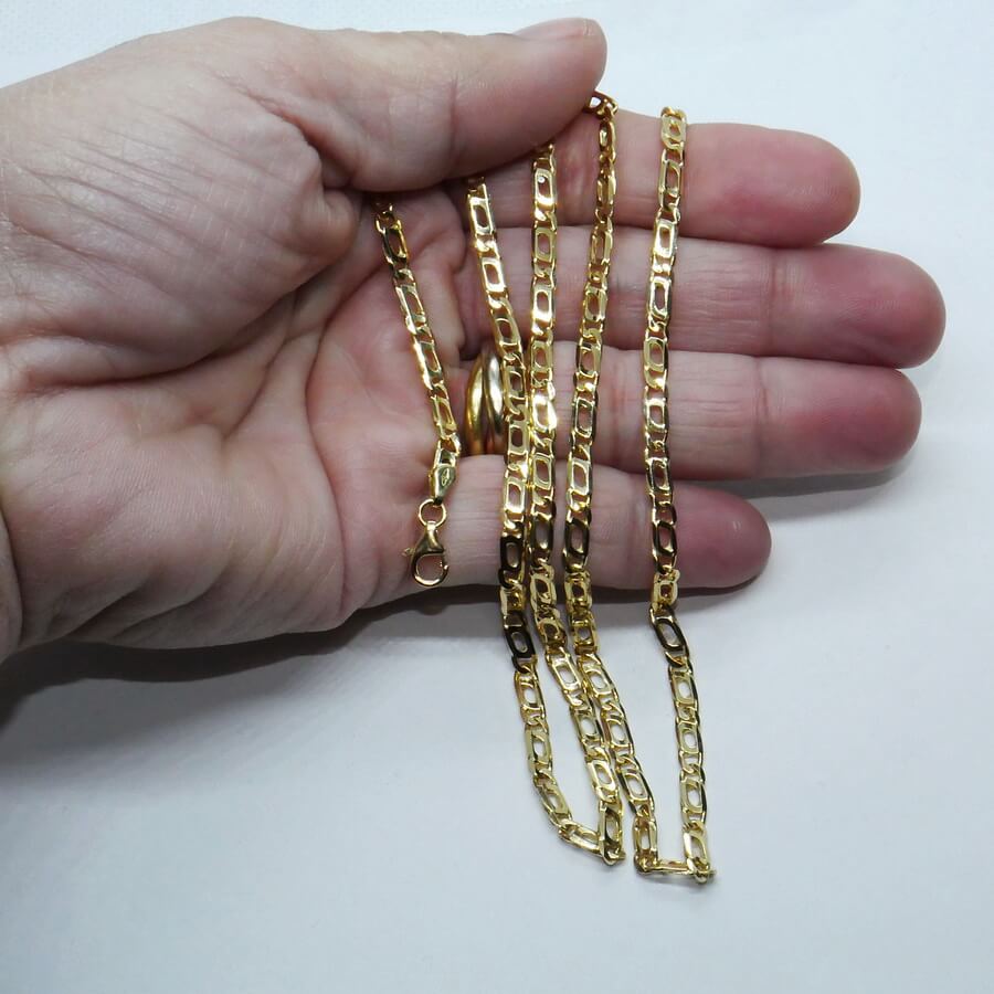 Cadena maciza de oro amarillo de 18 quilates, modelo Ojo de Tigre, 60,00 cm de largo, 3,5 mm de ancho y 1,00 mm de grosor - Imagen 3