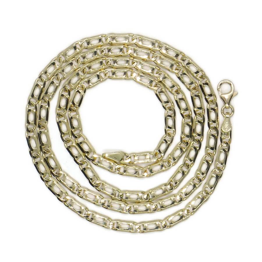 Cadena maciza de oro amarillo de 18 quilates, modelo Ojo de Tigre, 60,00 cm de largo, 3,5 mm de ancho y 1,00 mm de grosor