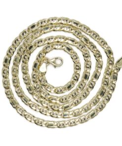 Cadena de oro amarillo macizo de 18 quilates, modelo combinado 3 Ojo de Perdiz + 1 eslabón completo