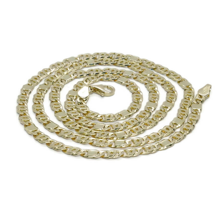 Cadena de oro amarillo macizo de 18 quilates, modelo combinado 3 Ojo de Perdiz + 1 eslabón completo - Imagen 5