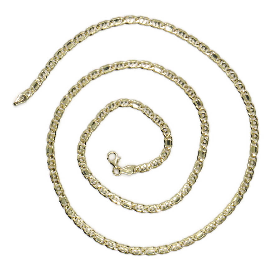 Cadena de oro amarillo macizo de 18 quilates, modelo combinado 3 Ojo de Perdiz + 1 eslabón completo - Imagen 4