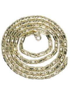 Cadena de oro amarillo mazico de 18 quilates, 3,5 mm de ancho y 60 cm de largo, con un peso de 19,30 gramos de oro de 18k.