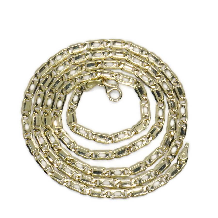 Cadena de oro amarillo mazico de 18 quilates, 3,5 mm de ancho y 60 cm de largo, con un peso de 19,30 gramos de oro de 18k.