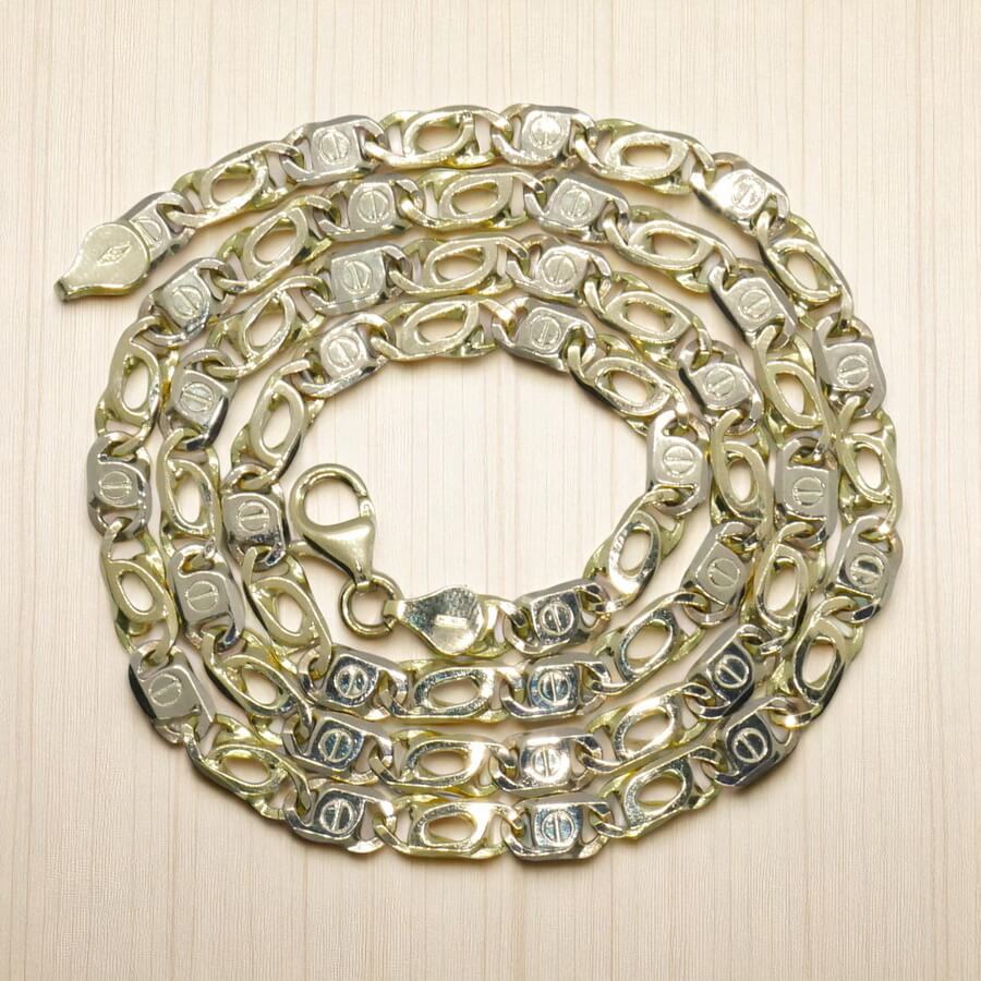 Cadena de oro bicolor de 18k maciza para hombre de 5.50 mm de ancha y 60cm de larga. - Imagen 5