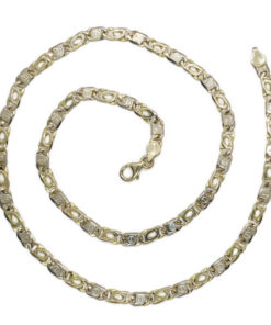 Cadena de oro bicolor de 18k maciza para hombre de 5.50 mm de ancha y 60cm de larga.