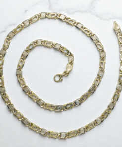 Cadena de oro bicolor de 18k maciza para hombre de 5.50 mm de ancha y 60cm de larga. - Imagen 4