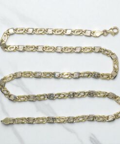 Cadena de oro bicolor de 18k maciza para hombre de 5.50 mm de ancha y 60cm de larga. - Imagen 6