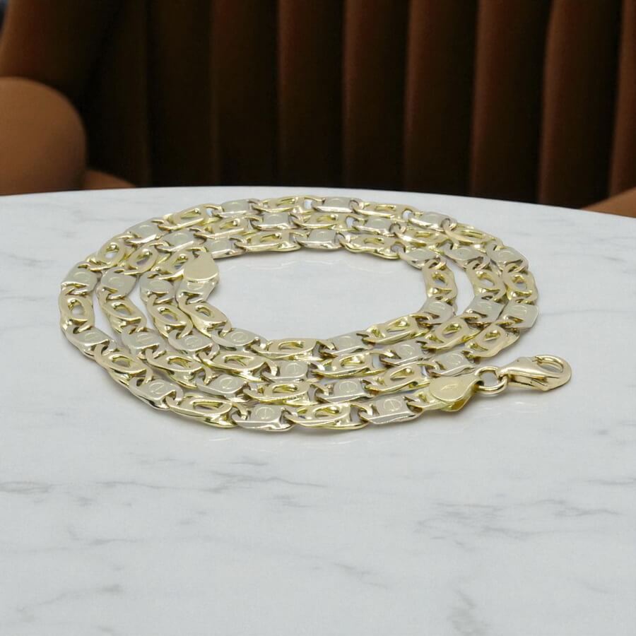 Cadena de oro bicolor de 18k maciza para hombre de 5.50 mm de ancha y 60cm de larga. - Imagen 8