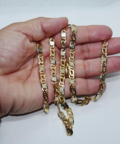 Cadena de oro bicolor de 18k maciza para hombre de 5.50 mm de ancha y 60cm de larga. - Imagen 3