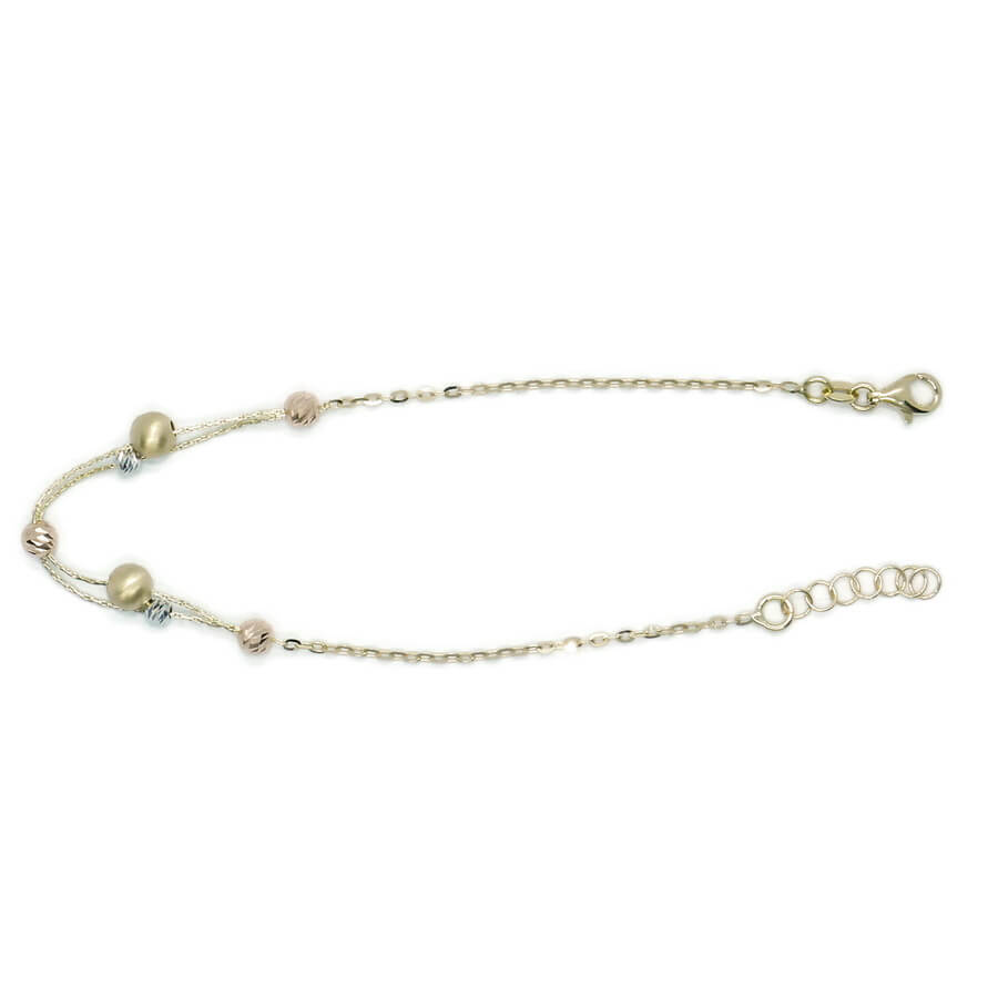 Pulsera de oro amarillo blanco rosa 18k con bolas diseño moderno regalo mujer - Imagen 11