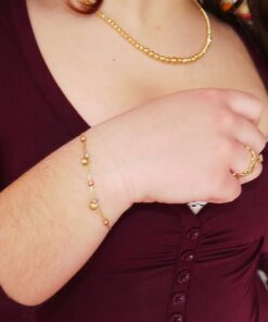 Pulsera de oro amarillo blanco rosa 18k con bolas diseño moderno regalo mujer - Imagen 9