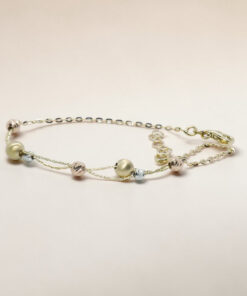 Pulsera de oro amarillo blanco rosa 18k con bolas diseño moderno regalo mujer - Imagen 5