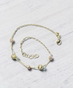 Pulsera de oro amarillo blanco rosa 18k con bolas diseño moderno regalo mujer - Imagen 4