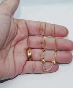 Pulsera de oro amarillo blanco rosa 18k con bolas diseño moderno regalo mujer - Imagen 3