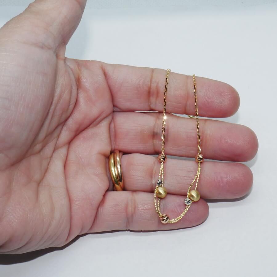Pulsera de oro amarillo blanco rosa 18k con bolas diseño moderno regalo mujer - Imagen 3