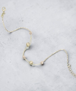 Pulsera de oro amarillo blanco rosa 18k con bolas diseño moderno regalo mujer - Imagen 7
