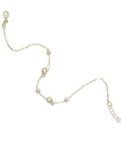 Pulsera de oro amarillo blanco rosa 18k con bolas diseño moderno regalo mujer - Imagen 8