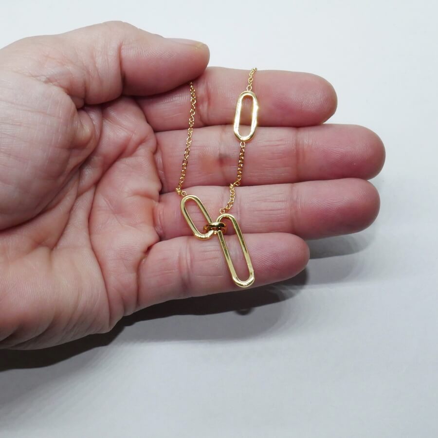 Pulsera de oro amarillo 18k con óvalos diseño contemporáneo regalo mujer exclusivo - Imagen 3