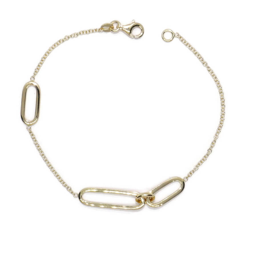 Pulsera de oro amarillo 18k con óvalos diseño contemporáneo regalo mujer exclusivo