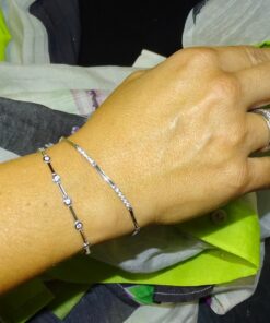 Alternative view of Pulsera oro blanco 18k mujer circonitas 2mm elegante 19 cm